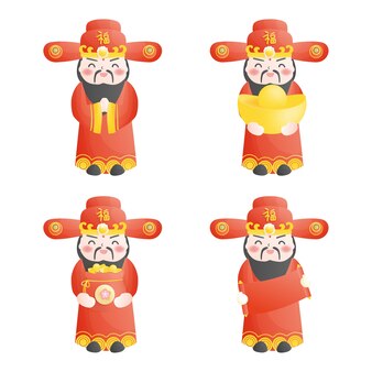 Chinese god of wealth. chinese new year. Premium Vector