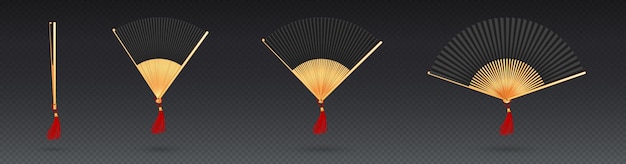 Бесплатное векторное изображение Китайский веер изолированный ручной сувенирный макет