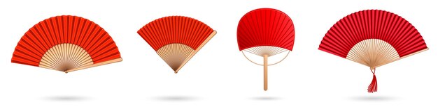 Chinese hand fan red and gold handheld souvenir