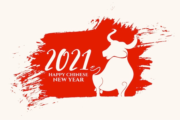 Free vector chinese happy new year of ox  card