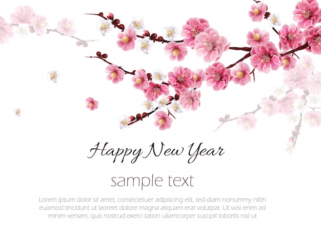 Chinese happy new year plum flower background