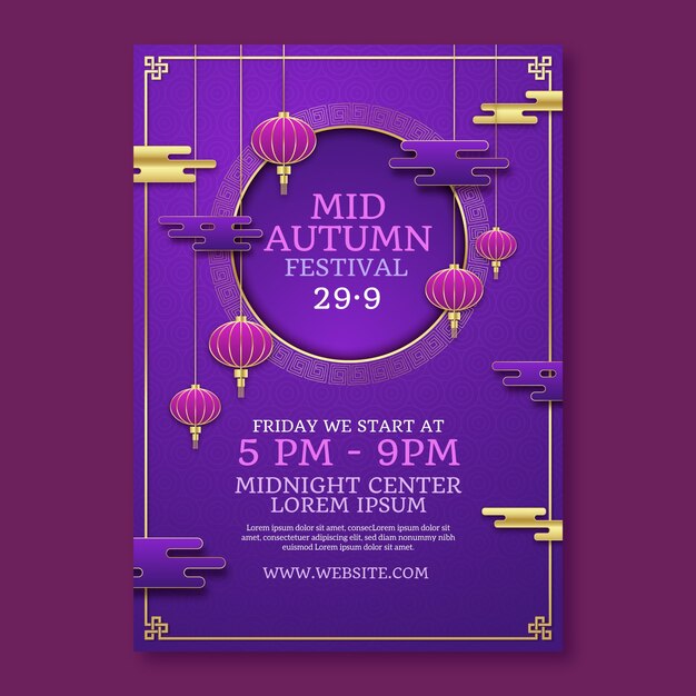 Chinese mid-autumn festival celebration vertical poster template