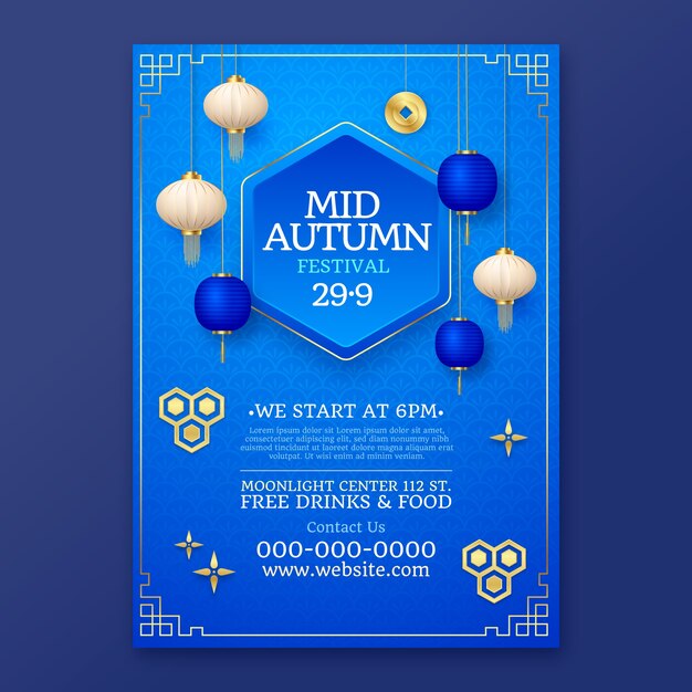 Chinese mid-autumn festival celebration vertical poster template