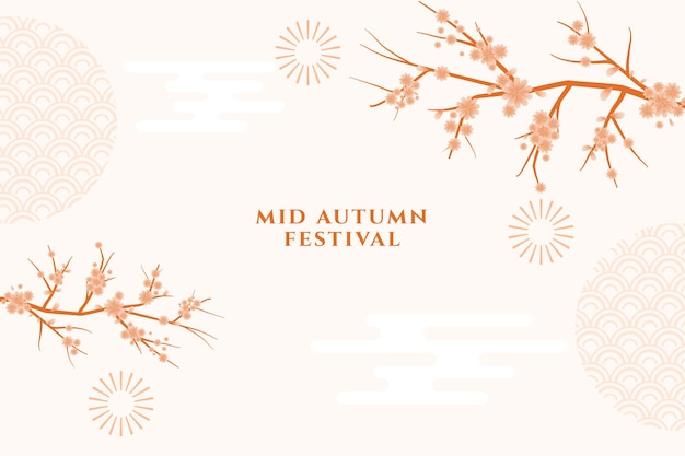 Free vector chinese mid autumn festival decorative white background