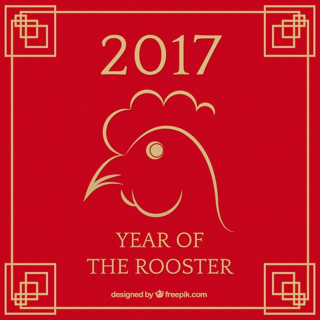 Китайский новый год 2017, фон с петухом