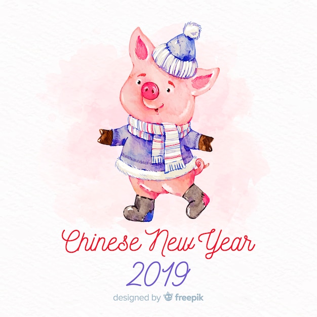 無料ベクター 中国の新年2019の背景