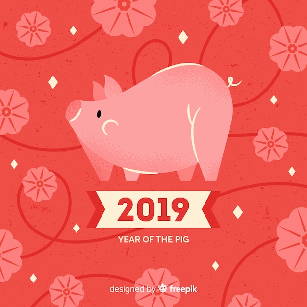 無料ベクター 中国の新年2019の背景