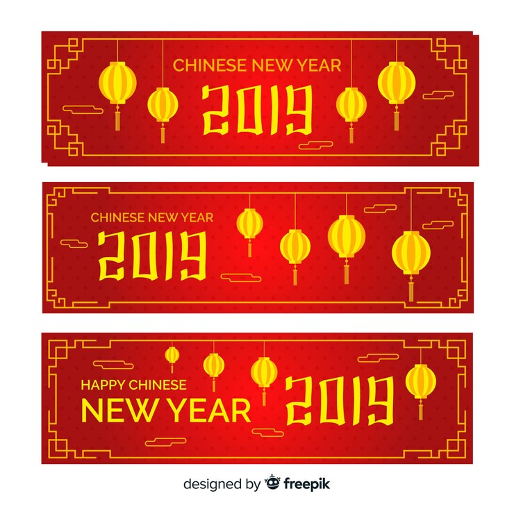Free Vector chinese new year 2019 banners