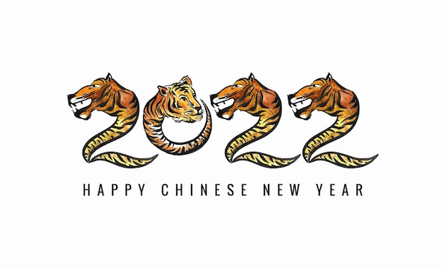 Chinese new year 2022 symbol decorated with a tiger face card design