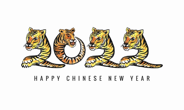 Chinese new year 2022 symbol decorated with a tiger face card design