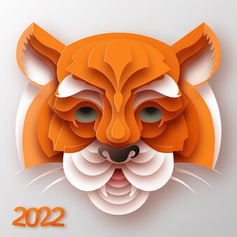 Chinese new year 2022 year of the tiger red and gold flower and asian elements