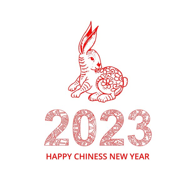 Символ китайского нового 2023 года, украшенный кроличьим фоном