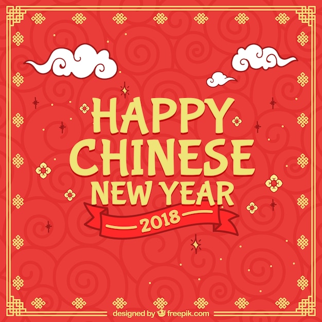 Chinese new year background with clouds