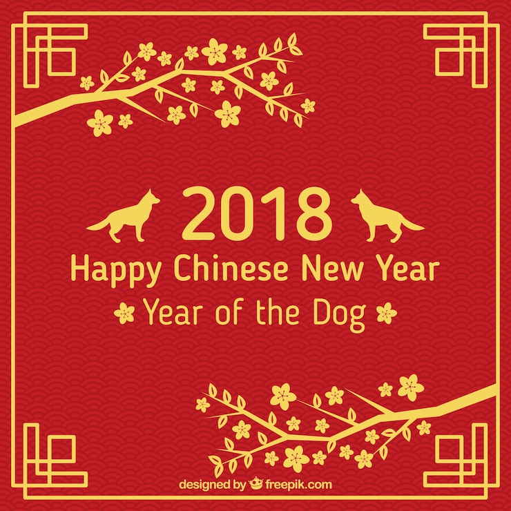 Free Vector chinese new year background with golden dogs