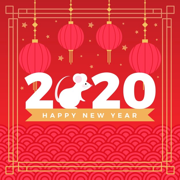 Chinese new year background with mouse