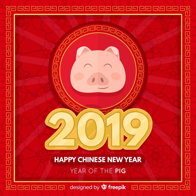 Free vector chinese new year background with pig