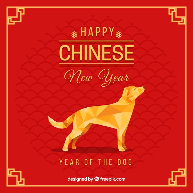 Chinese new year background with polygonal dog