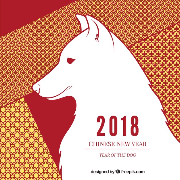 Chinese new year background with white dog