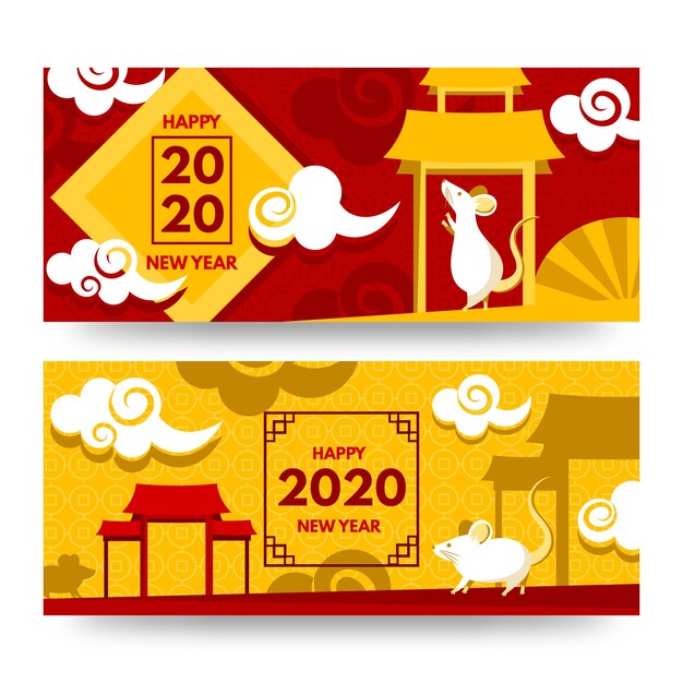 Chinese new year banners in flat design