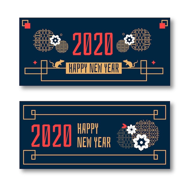 Chinese new year banners in flat design