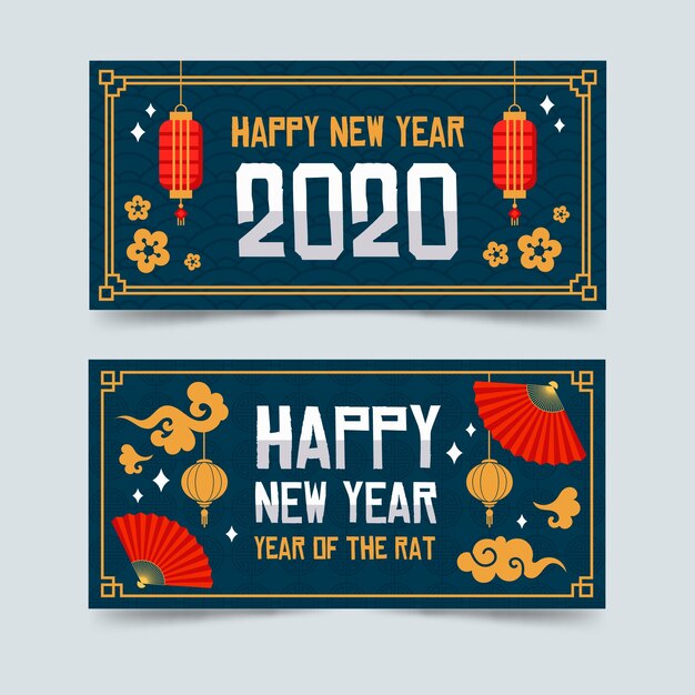 Chinese new year banners in flat design