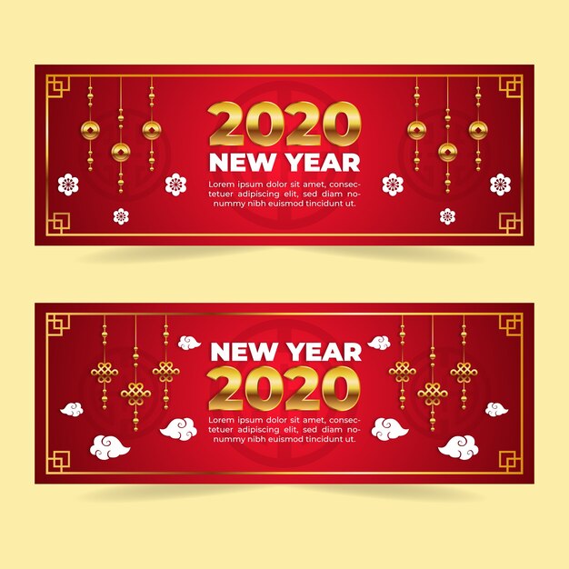 Chinese new year banners in paper style