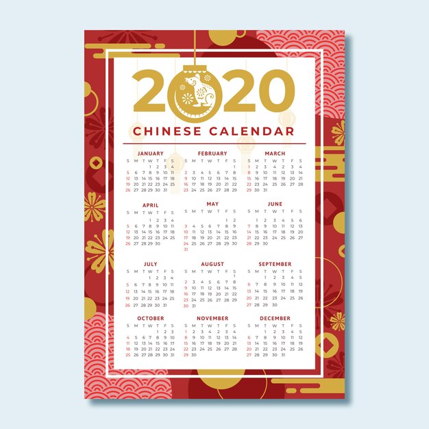 Chinese new year calendar in flat design