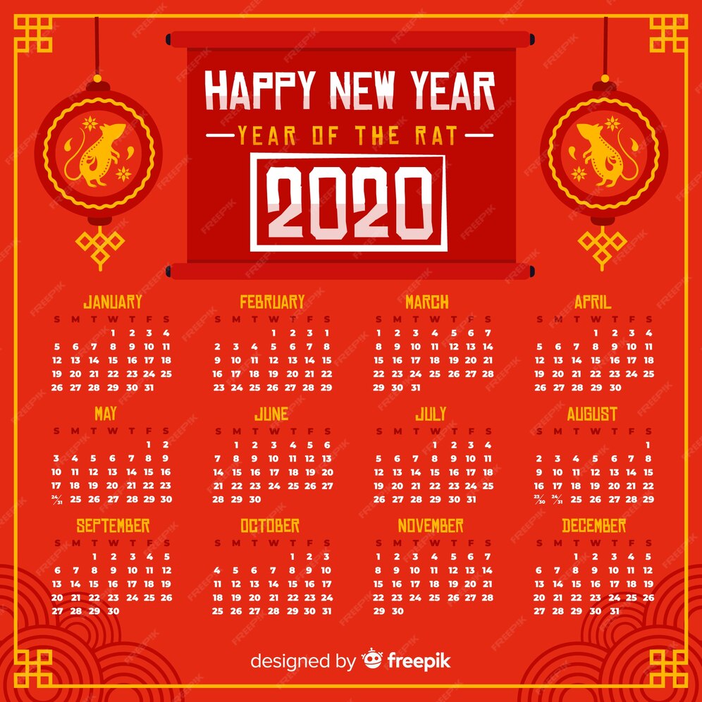 Free Vector Chinese new year calendar in flat design
