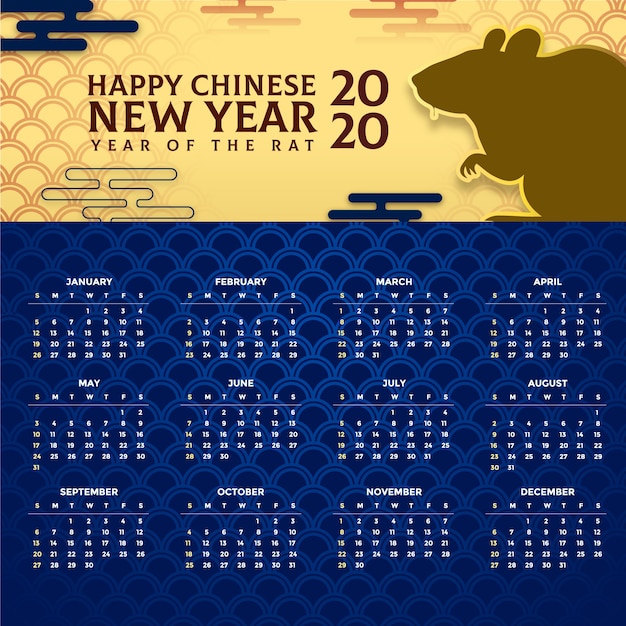 Chinese new year calendar in flat design