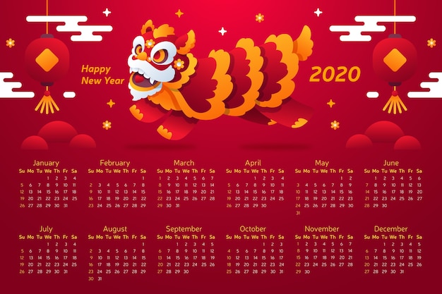 Chinese new year calendar in flat design