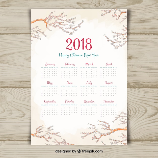 Chinese new year calendar with branches