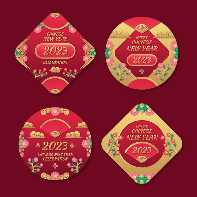 Free vector chinese new year celebration badges collection