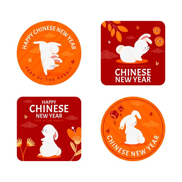 Free vector chinese new year celebration badges collection