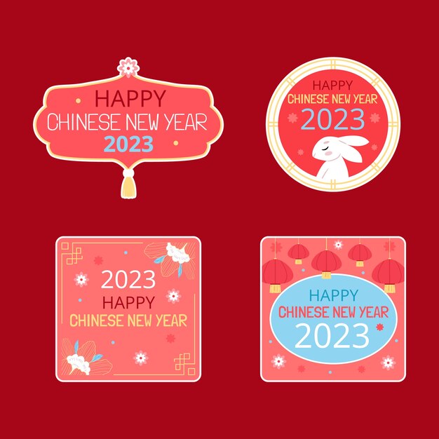 Chinese new year celebration badges collection