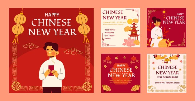 Коллекция постов в instagram о праздновании китайского нового года