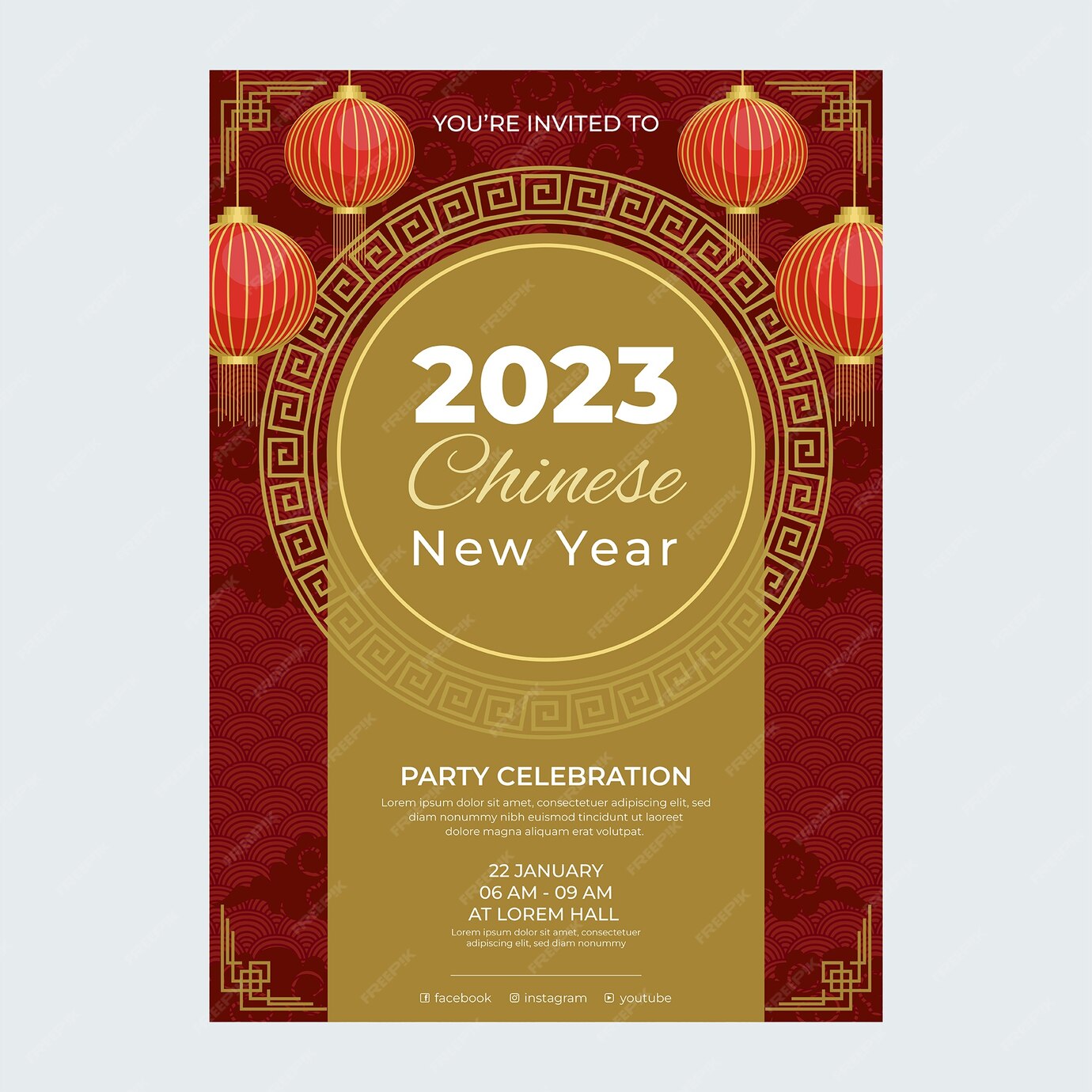 Free Vector | Chinese new year celebration invitation template
