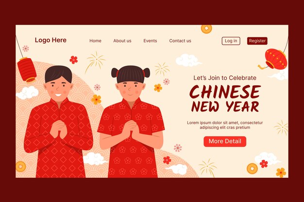 Chinese new year celebration landing page template