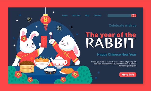 중국 새해 축하 방문 페이지 템플릿