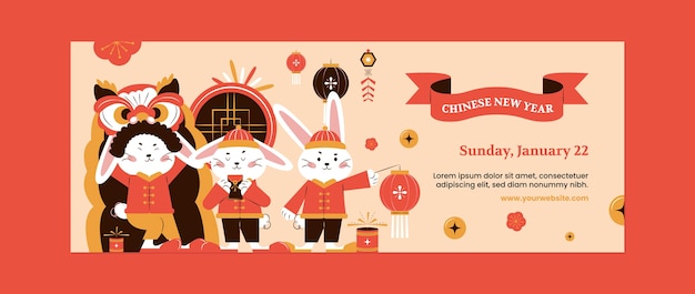 Free Vector chinese new year celebration social media cover template