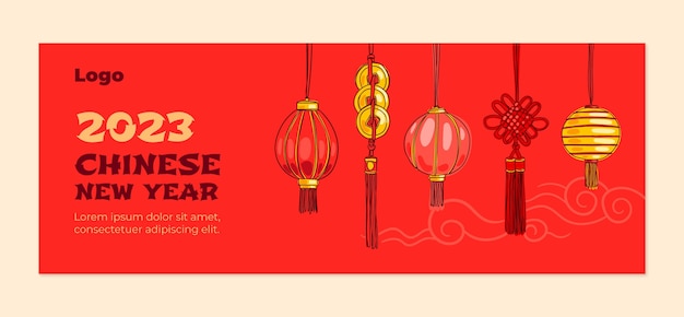 Chinese new year celebration social media cover template