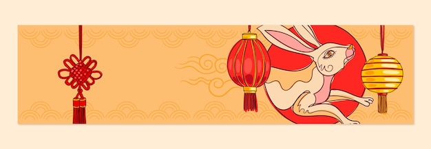 Free vector chinese new year celebration twitch banner template