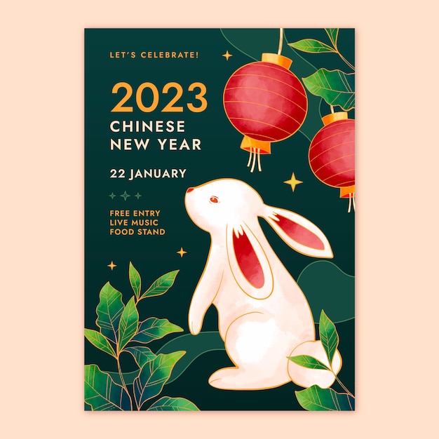 Free vector chinese new year celebration vertical poster template