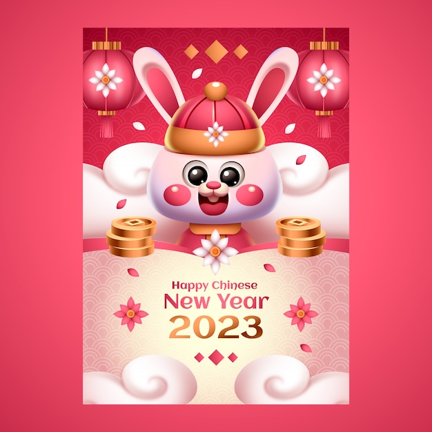 Free vector chinese new year celebration vertical poster template