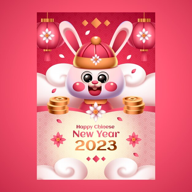 Chinese new year celebration vertical poster template