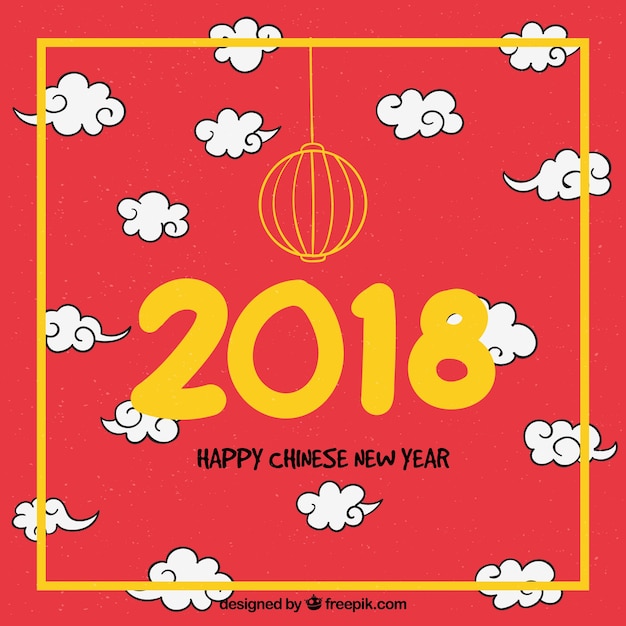 Chinese new year design with clouds