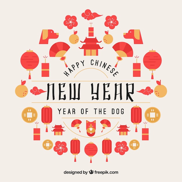 Free Vector  Chinese new year stickers.