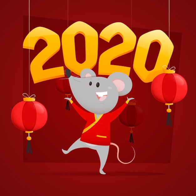 Китайский новый год в плоском дизайне