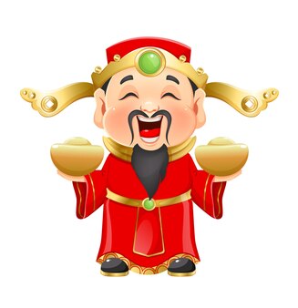 Chinese new year greeting card with god of wealth