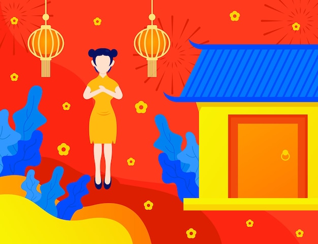 Chinese new year illustration background design template