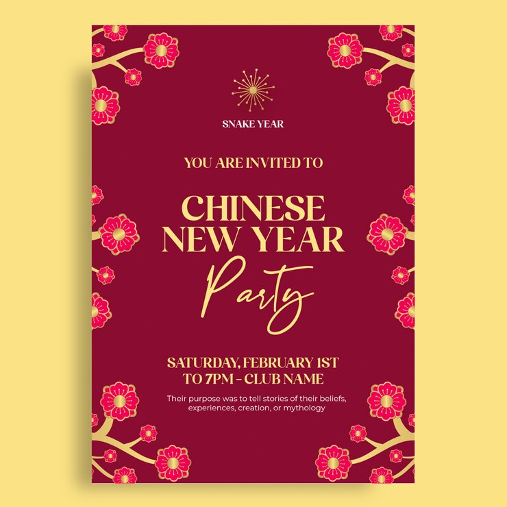 Free Vector chinese new year invitation template design